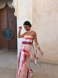 Vestido maxi con lazada al cuello