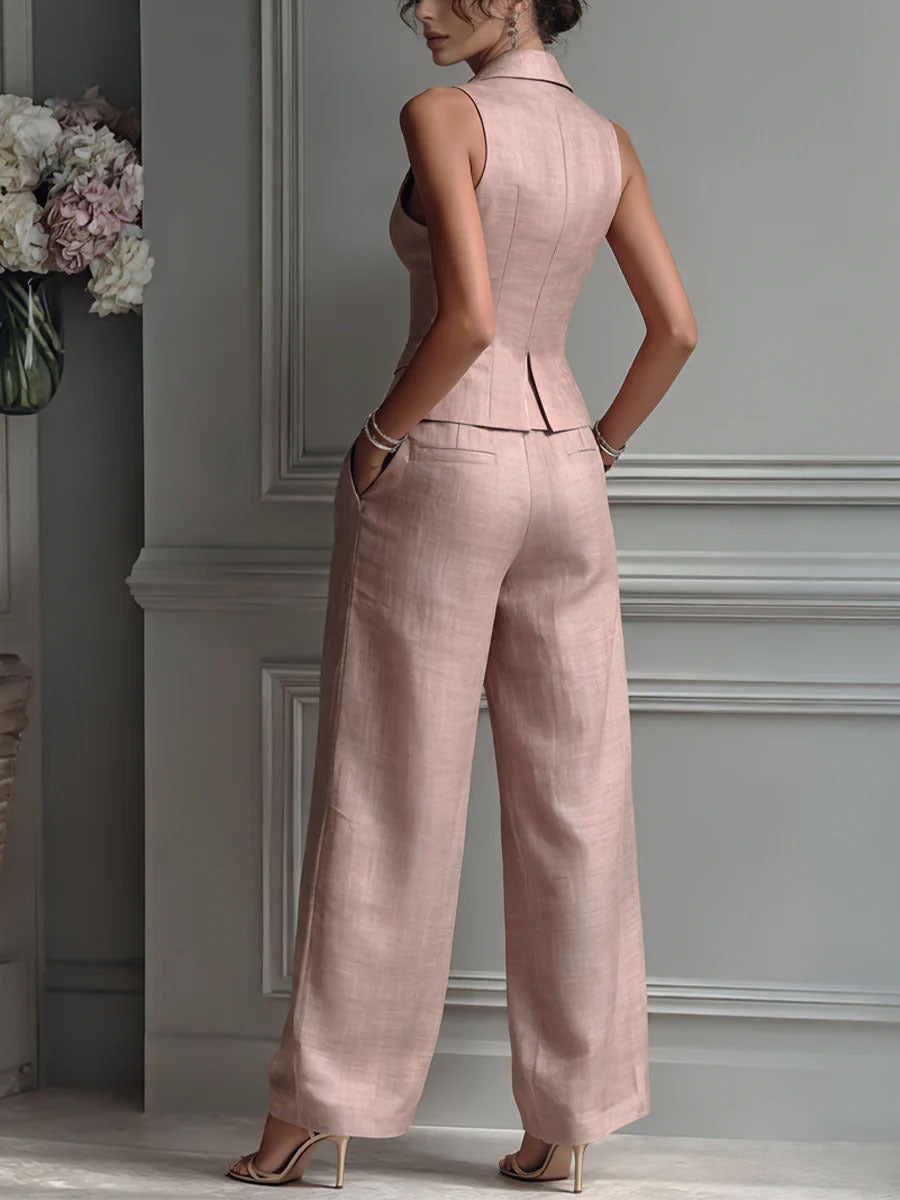 Conjunto de chaleco sastre y pantalón de pinzas