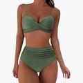 Bikini de Cintura Alta con Tirantes Ajustables Mujer Top Cruzado