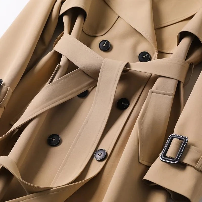 Trench Coat Largo Mujer Cinturón Forro Cuadros