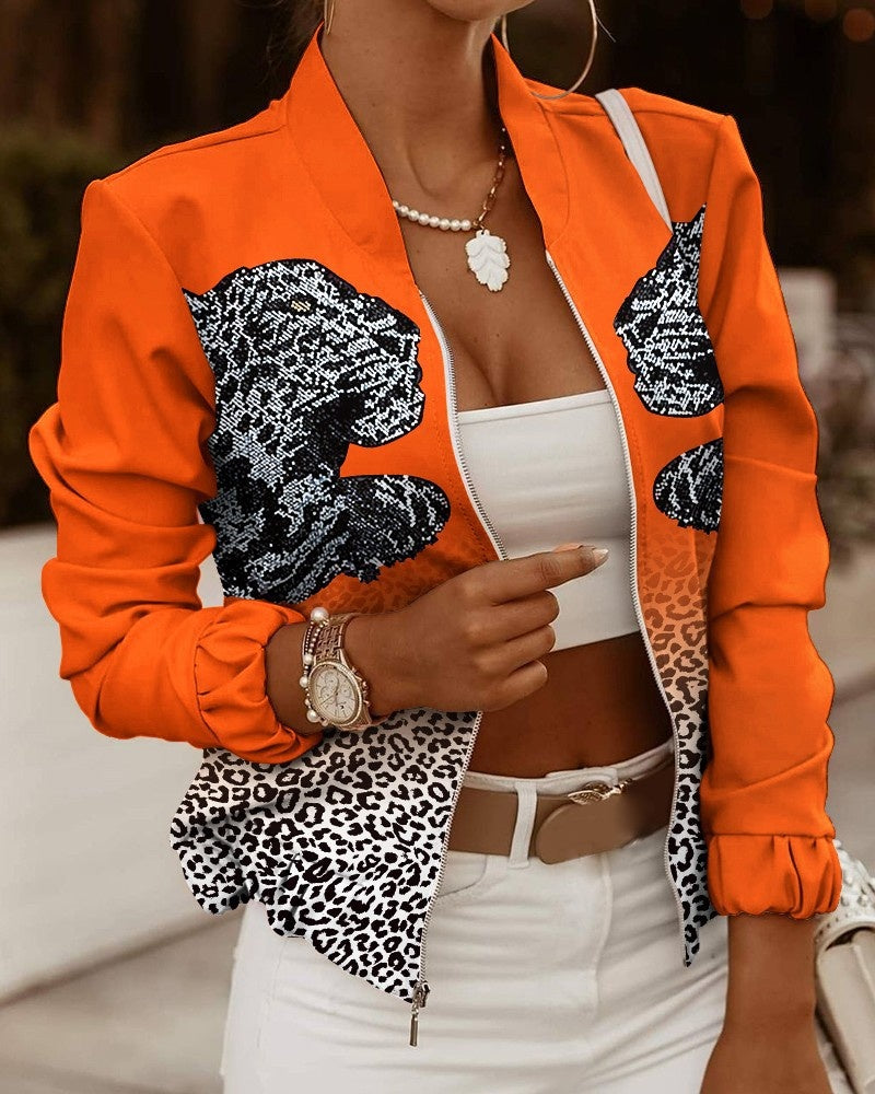Bomber Estampado Floral Mujer Cremallera