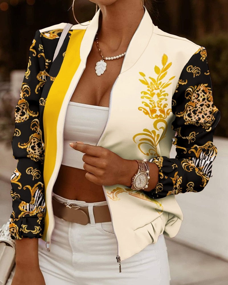 Bomber Estampado Floral Mujer Cremallera