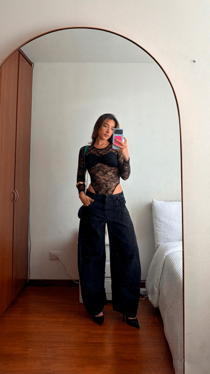 Body encaje  - Negro