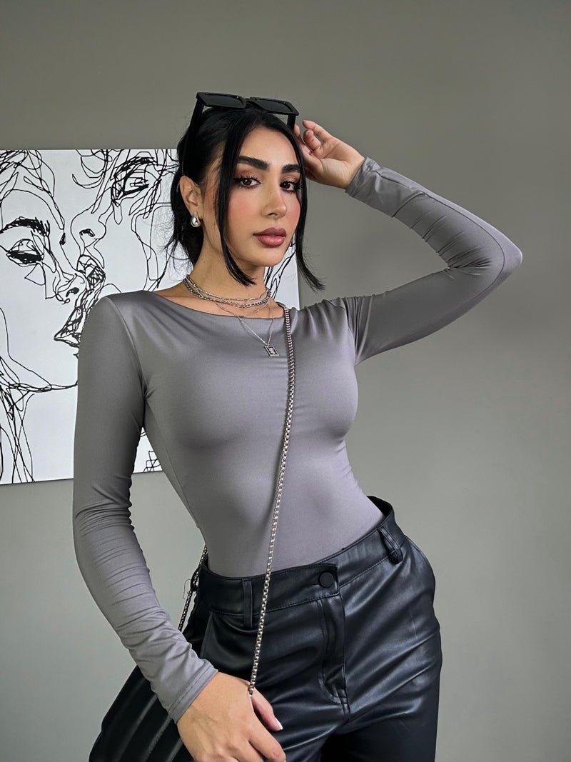 Body manga larga  - Gris