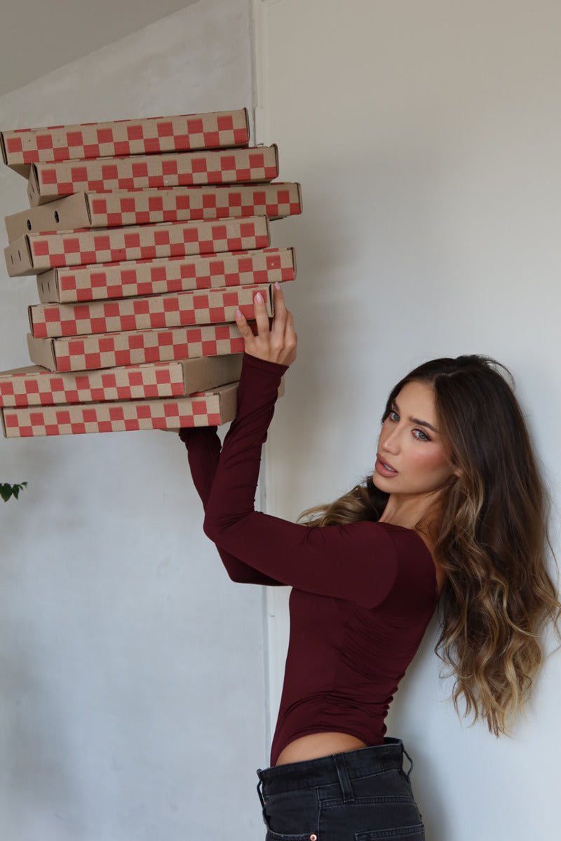 Body manga larga Milano - Burgundy