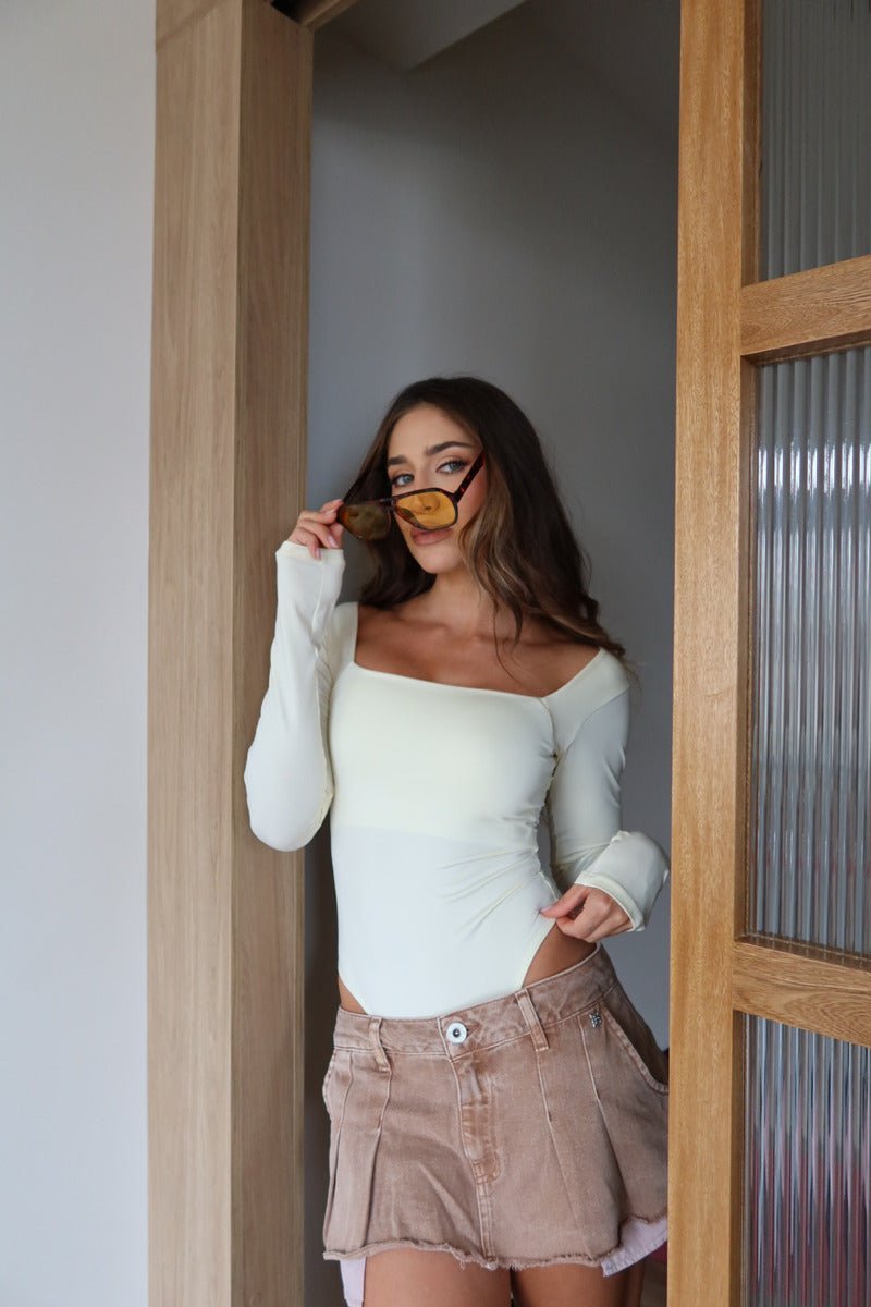 Body manga larga Milano - Butter yellow