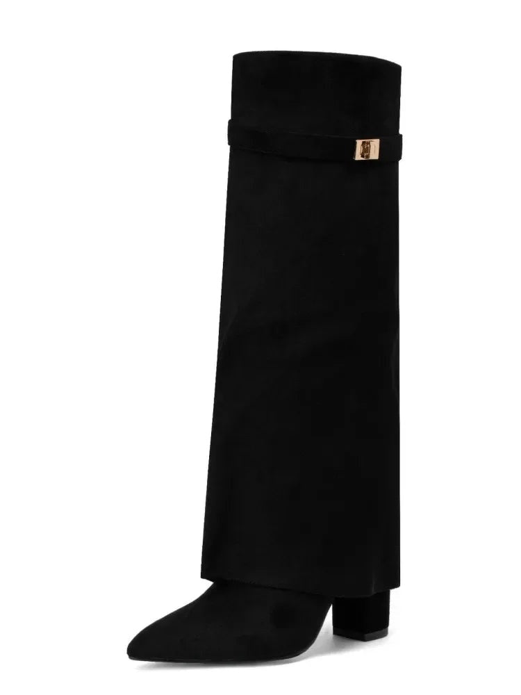 Botas Altas de Ante Mujer Caña Alta Hebilla