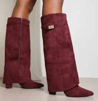 Botas Altas de Ante Mujer Caña Alta Hebilla