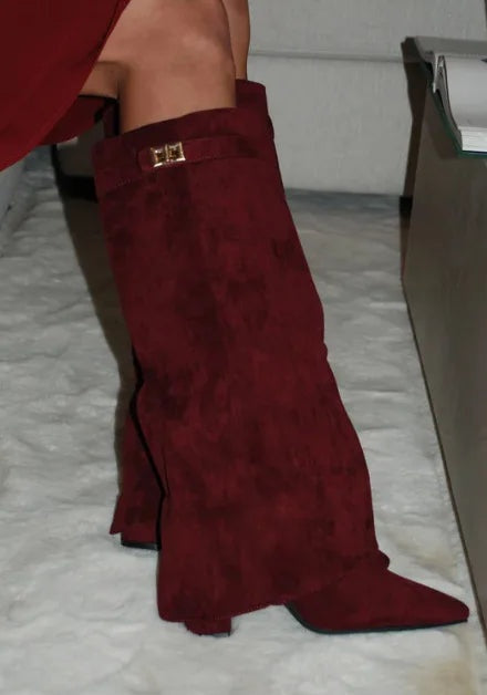 Botas Altas de Ante Mujer Caña Alta Hebilla