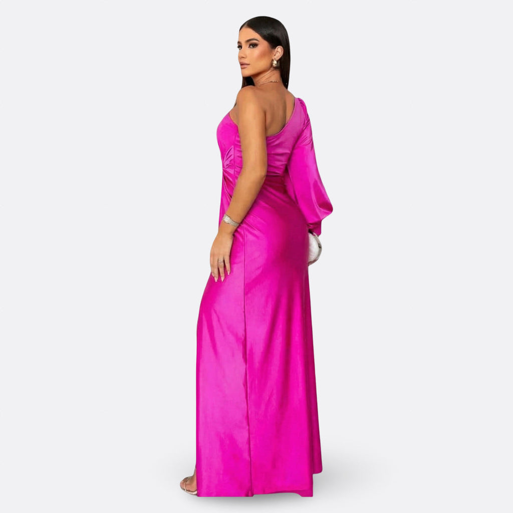 Vestido con manga abullonada y nudo lateral
