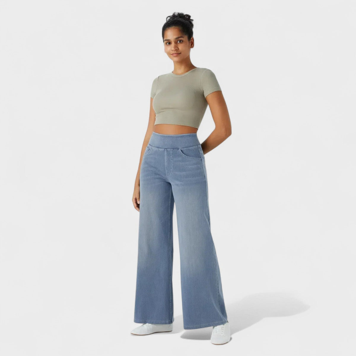 Pantalones de mezclilla de corte ancho