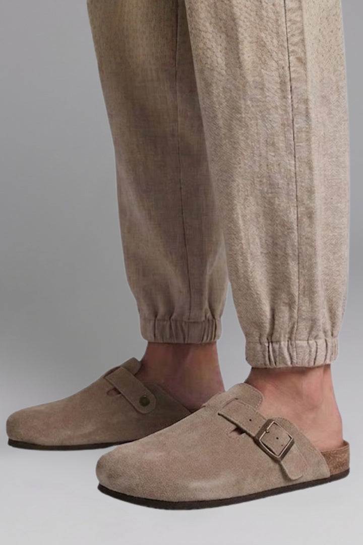Zuecos de Ante Mujer Planos Hebilla Ajustable