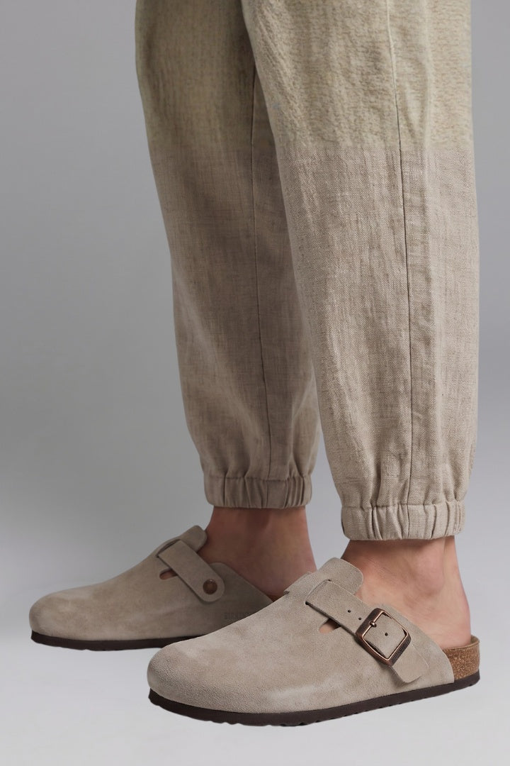 Zuecos de Ante Mujer Planos Hebilla Ajustable