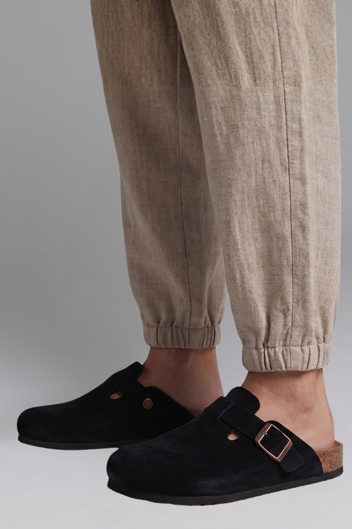 Zuecos de Ante Mujer Planos Hebilla Ajustable
