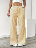 Pantalón de Lino a Rayas Palazzo Mujer Cintura Ajustable