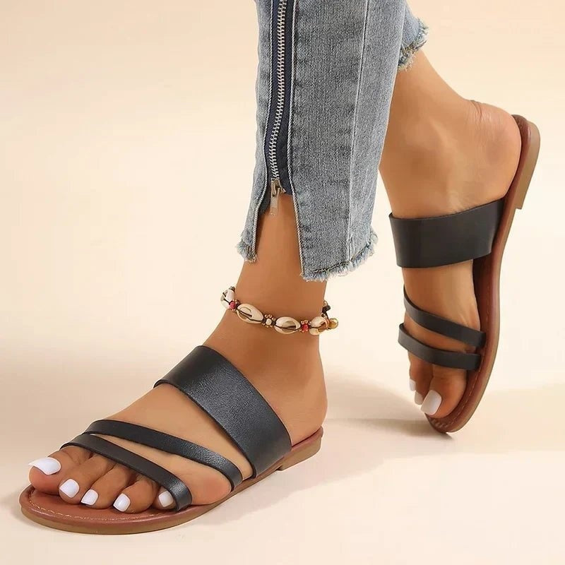 Sandalias Planas de Tiras Cruzadas Mujer
