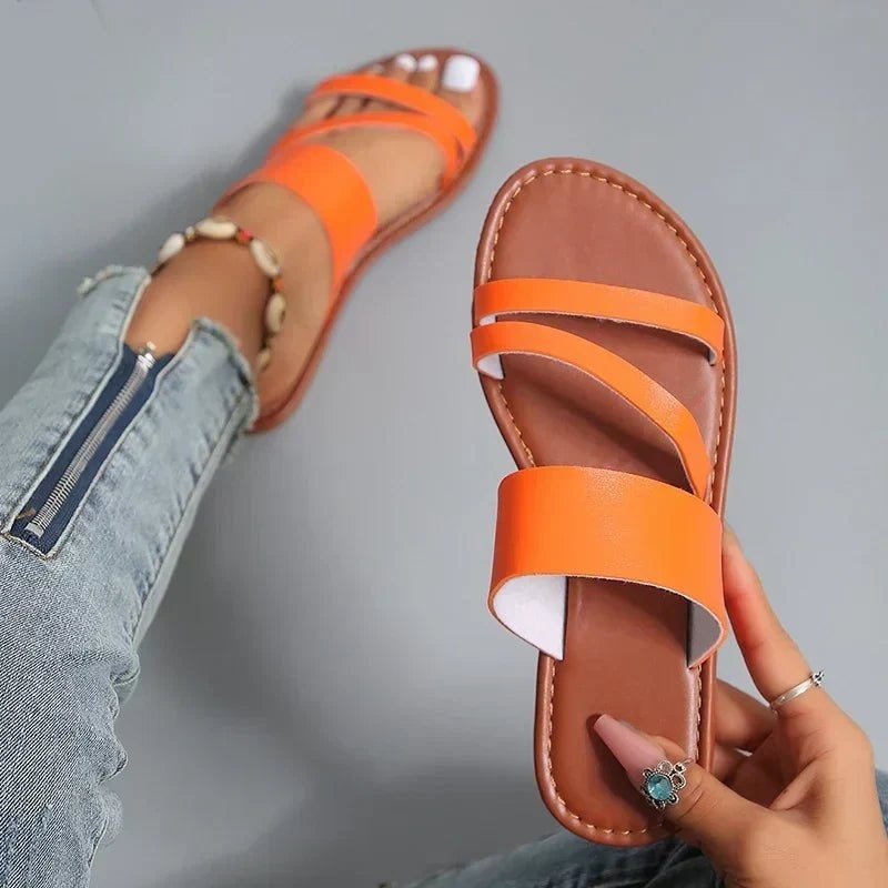 Sandalias Planas de Tiras Cruzadas Mujer
