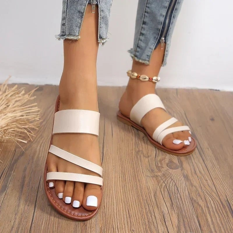 Sandalias Planas de Tiras Cruzadas Mujer