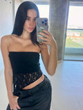 Strapless Encaje  - Negro