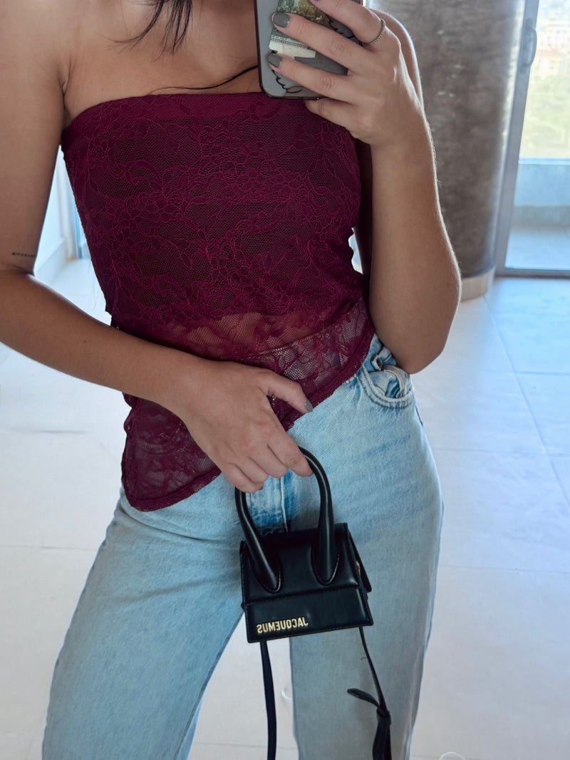 Strapless Encaje  - Vino