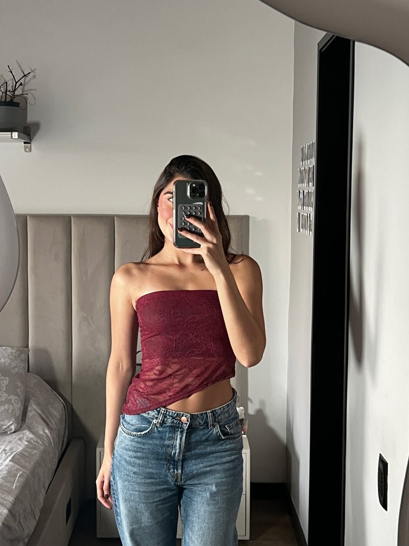 Strapless Encaje  - Vino