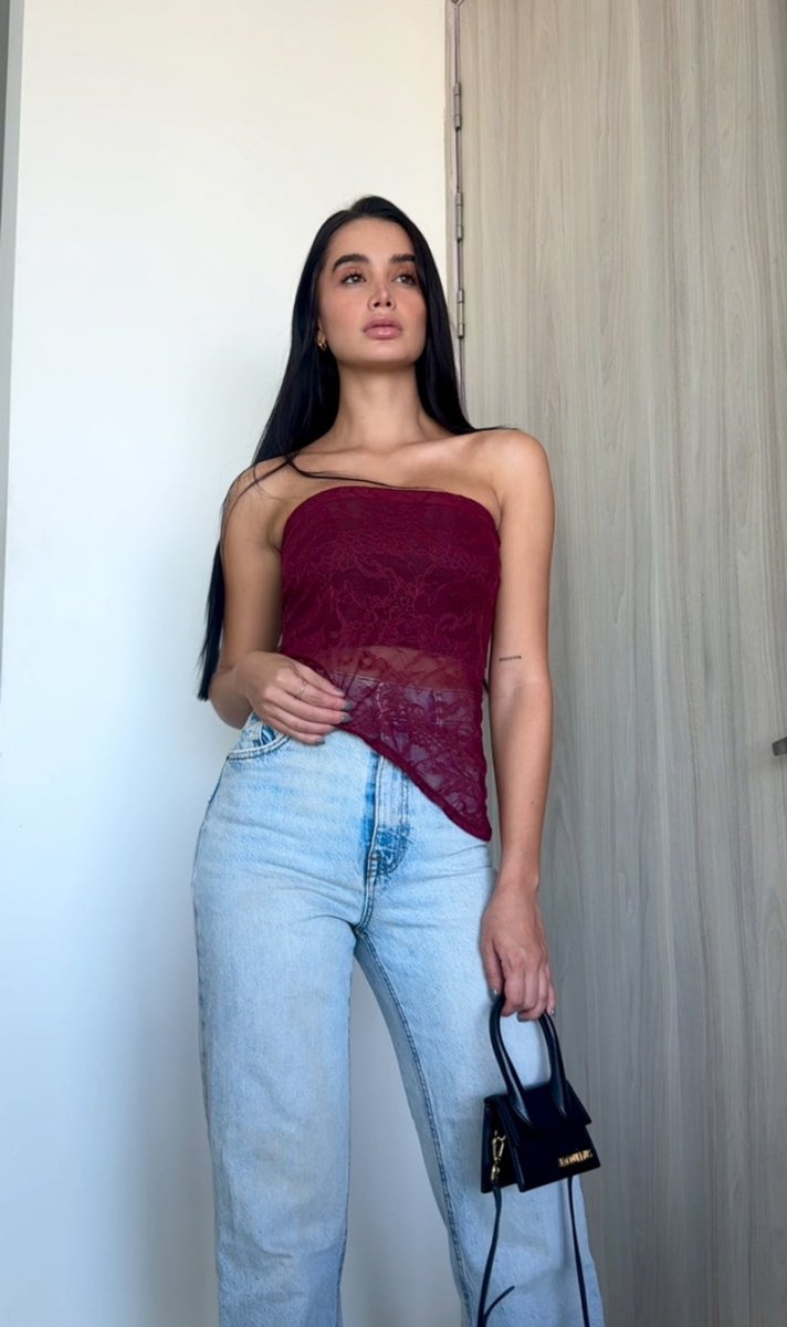 Strapless Encaje  - Vino