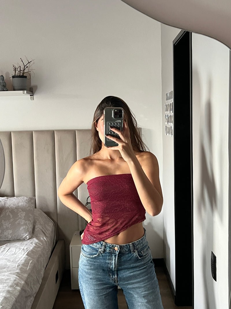 Strapless Encaje  - Vino
