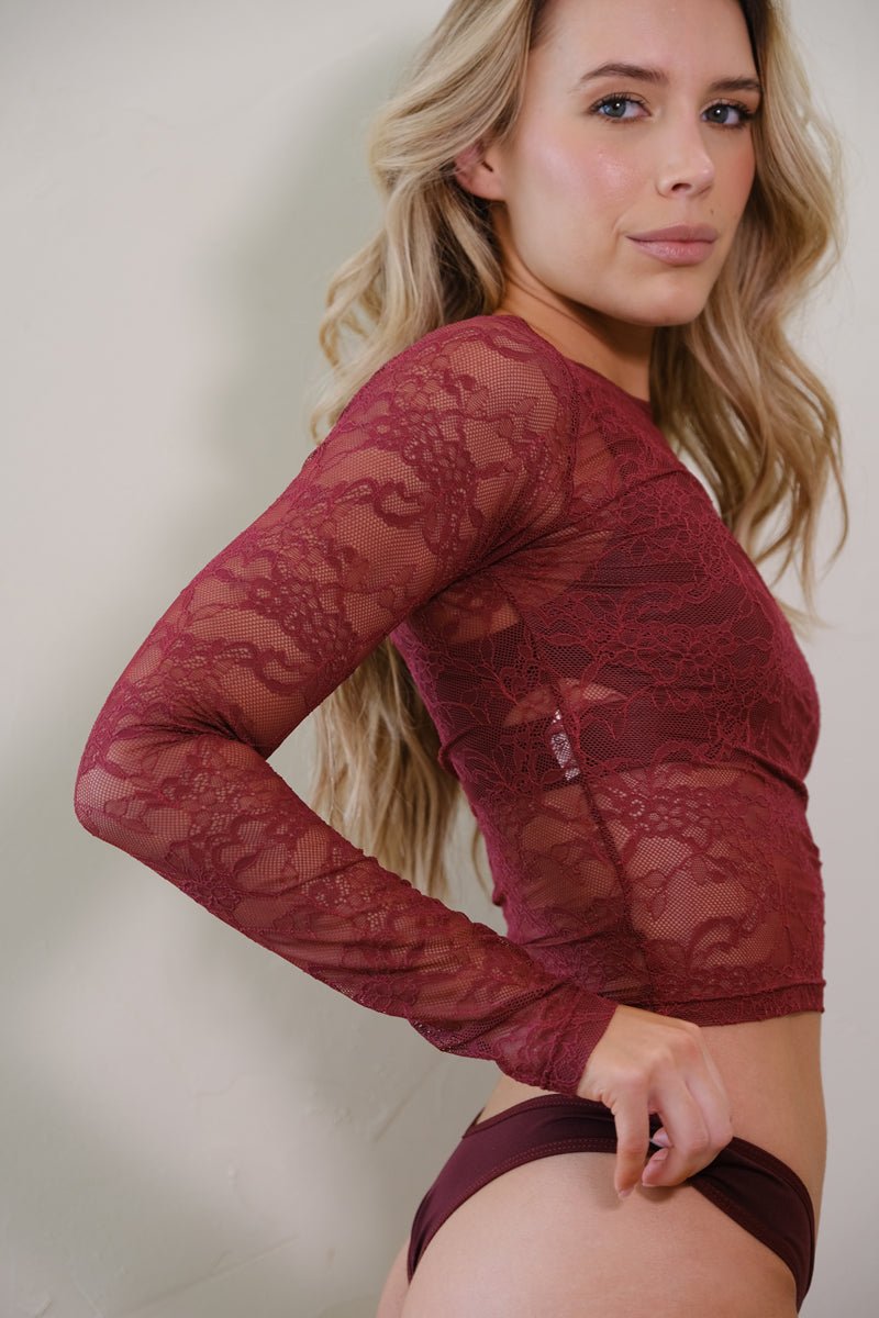 Top en Encaje  - Burgundy
